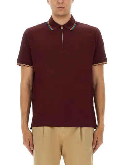 Paul Smith Red Cotton Polo Shirts In Burgundy
