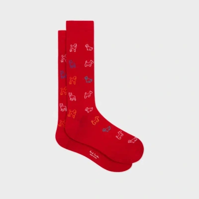Paul Smith Red 'dogs' Pattern Socks