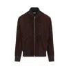 Paul Smith Red Lamb Suede Leather Regular Fit Bomber Jacket In Brown