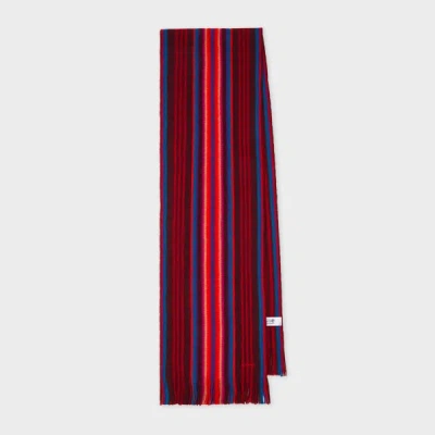 Paul Smith Red Merino Wool Multistripe Scarf