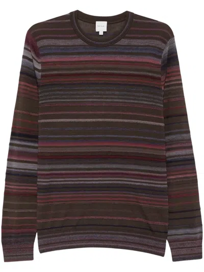 Paul Smith Brown Textured Stripe Merino Wool Sweater In Multi