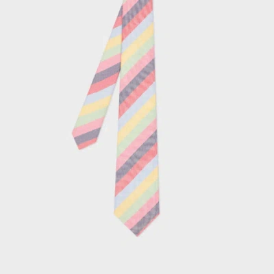 Paul Smith Red Multistripe Silk Tie Multicolour