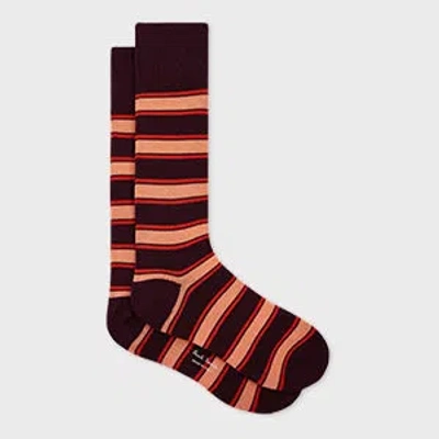 Paul Smith Red Stripe Cotton-blend Socks In Burgundy