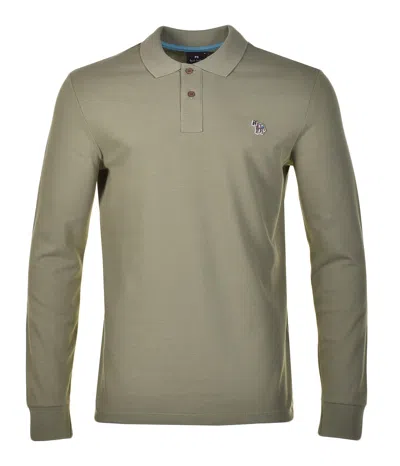Paul Smith Regular Fit Long Sleeve Zebra Polo Shirt Green