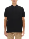 Paul Smith Black Cotton 'artist Stripe' Placket Polo Shirt In Black
