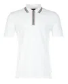 Paul Smith Regular Fit Short Sleeve Placket Stripe Zip Polo Shirt Off White In White