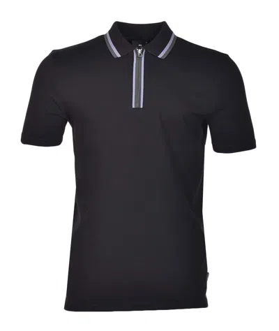 Paul Smith Regular Fit Short Sleeve Zip Polo Shirt Black