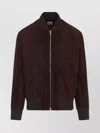 Paul Smith Red Lamb Suede Leather Regular Fit Bomber Jacket In Brown