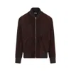 Paul Smith Red Lamb Suede Leather Regular Fit Bomber Jacket In Brown