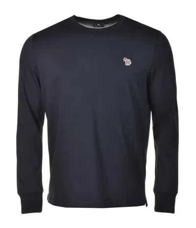 Paul Smith Regular Fit Zebra Long Sleeve T Shirt Dark Navy