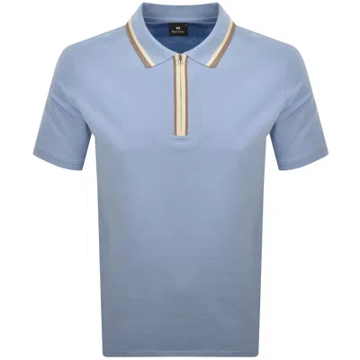 Paul Smith Regular Fit Zip Polo Blue