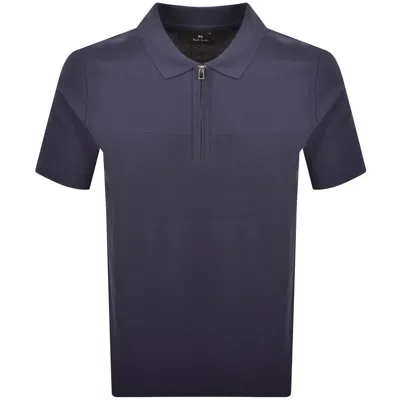 Paul Smith Regular Fit Zip Polo Blue