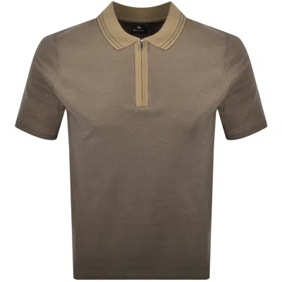Paul Smith Regular Fit Zip Polo Brown