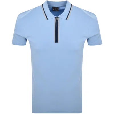 Paul Smith Regular Fit Zip Polo Light Blue
