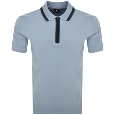 Paul Smith Regular Fit Zip Polo Light Blue