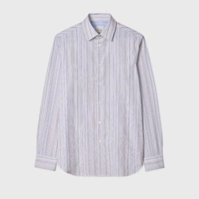Paul Smith Signature Stripe Regular Cotton Long Sleeve Shirt In Multi