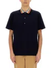 Paul Smith Relaxed Fit Cotton Polo With Striped Collar In Black