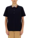 Paul Smith Relaxed Fit Cotton Polo With Striped Collar In Black