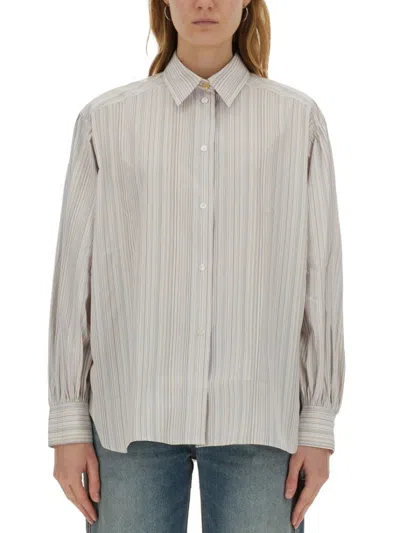 Paul Smith Relaxed Fit Cotton Striped Shirt In White