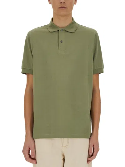 Paul Smith Relaxed-fit Green Cotton Polo With Traditional Collar