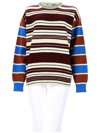 Paul Smith Relaxed Fit Striped Knit Sweater With Color Blocking In Multi