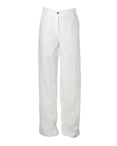 Paul Smith Relaxed Wide-leg Trousers With Crisp Finish In White