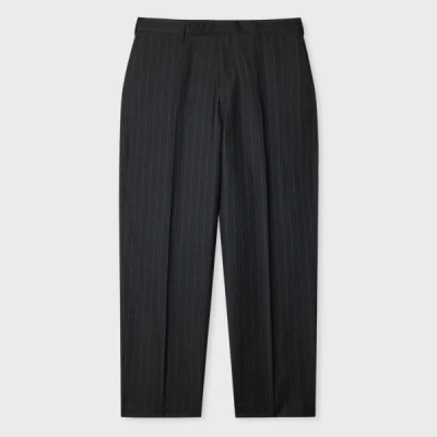 Paul Smith Pinstripe-pattern Relaxed-fit Tailored Trousers In Black