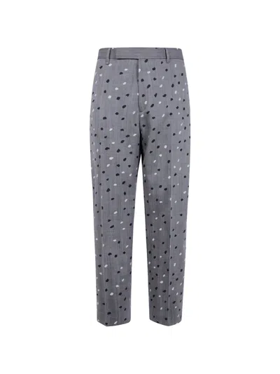 Paul Smith Relaxed-fit Grey Herringbone Polka Dot Trousers In Multi