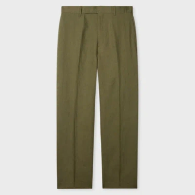 Paul Smith Pressed-crease Relaxed-fit Linen Trousers In Green
