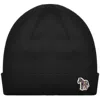 Paul Smith Rib Zebra Lambswool Beanie Hat Navy In Black