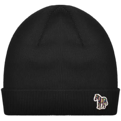 PAUL SMITH PAUL SMITH RIB ZEBRA LAMBSWOOL BEANIE HAT BLACK