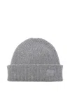 Paul Smith Ribbed Wool-cashmere Blend Hat With Embroidered Patch In Gray