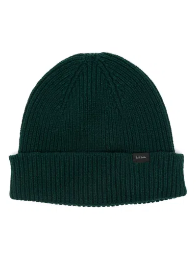 Paul Smith Ribbed Beanie In Green