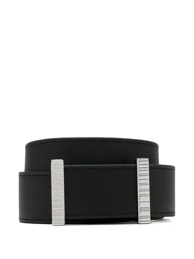 Paul Smith Ribbed-buckle Leather Belt In Black