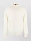 Paul Smith Ribbed Cashmere Turtleneck Sweater With Contrast Stripe In White