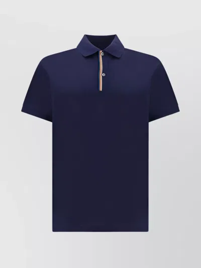Paul Smith Ribbed Collar Polo Shirt In Blue