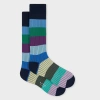 Paul Smith Ribbed Colour Block Socks Blue In Green