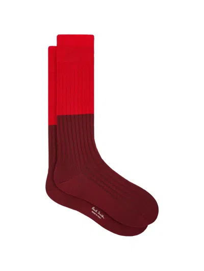 Paul Smith Ribbed Colourblock Socks In Multi