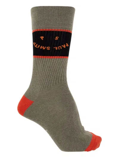 Paul Smith Ribbed Graphic Socks In Gray