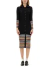 Paul Smith Ribbed Knit Dress With Button-down Front In Black