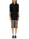 Paul Smith Ribbed Knit Dress With Button-down Front In Black