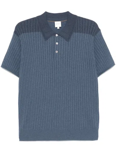 Paul Smith Ribbed-knit Polo Shirt In Blue