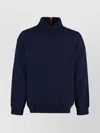Paul Smith Ribbed Knit Turtleneck Sweater With Stripe Detail In Blue