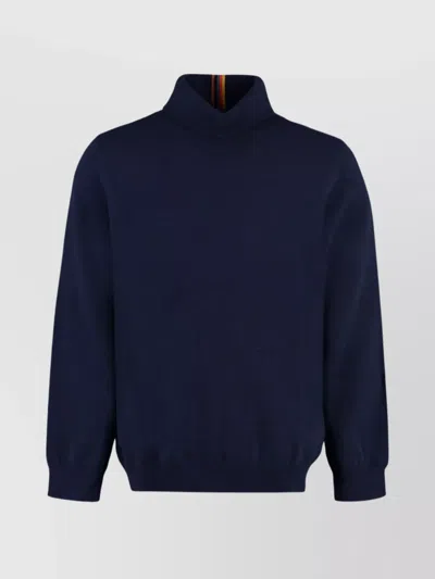PAUL SMITH RIBBED KNIT TURTLENECK SWEATER WITH STRIPE DETAIL