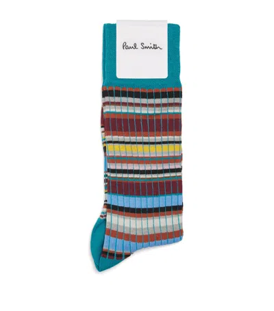 Paul Smith Ribbed Signature Stripe Socks In Multi