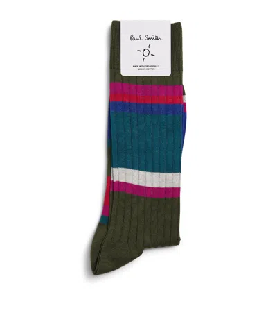 Paul Smith Ribbed Stripe Socks In Multi