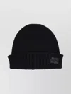 Paul Smith Ribbed Texture Hat Folded Cuff In Black
