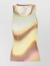 Paul Smith Ribbed Texture Sleeveless Cotton Top In Multi