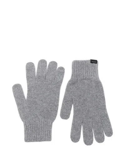 Paul Smith Ribbed-trim Gloves In Gray