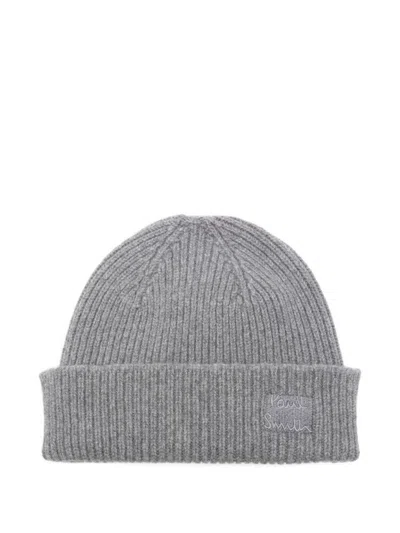 PAUL SMITH RIBBED WOOL-CASHMERE BLEND HAT WITH EMBROIDERED PATCH